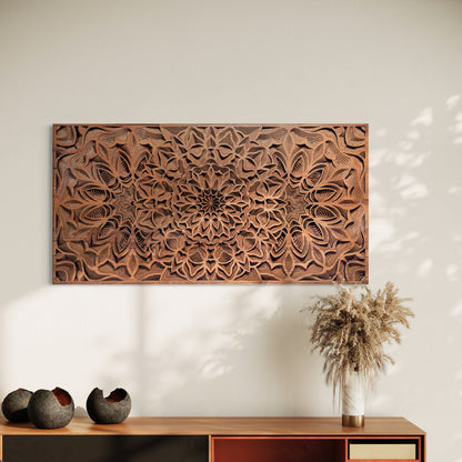 Alora Multi-Layer Wooden Wall Art | 31 x 61 Inch | Mahogany
