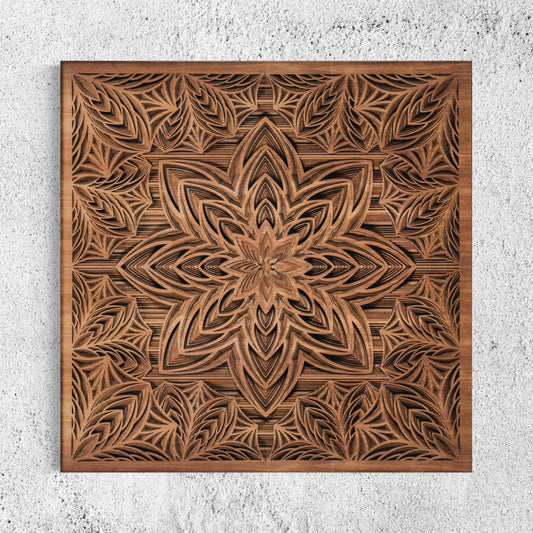 Arrows Bloom Multi-Layer Wooden Wall Art | 38 x 38 Inch | Mahogany