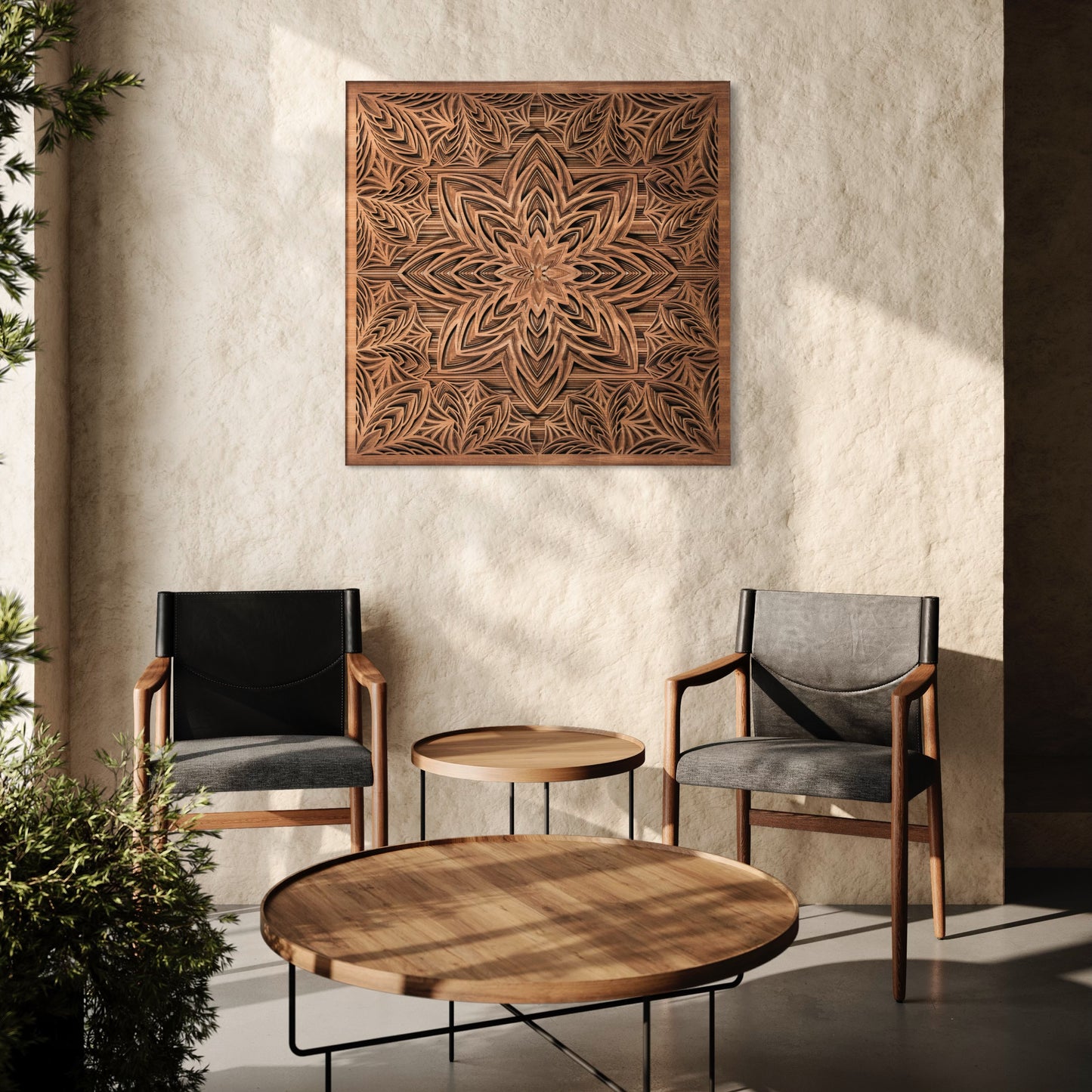 Arrows Bloom Multi-Layer Wooden Wall Art | 38 x 38 Inch | Mahogany