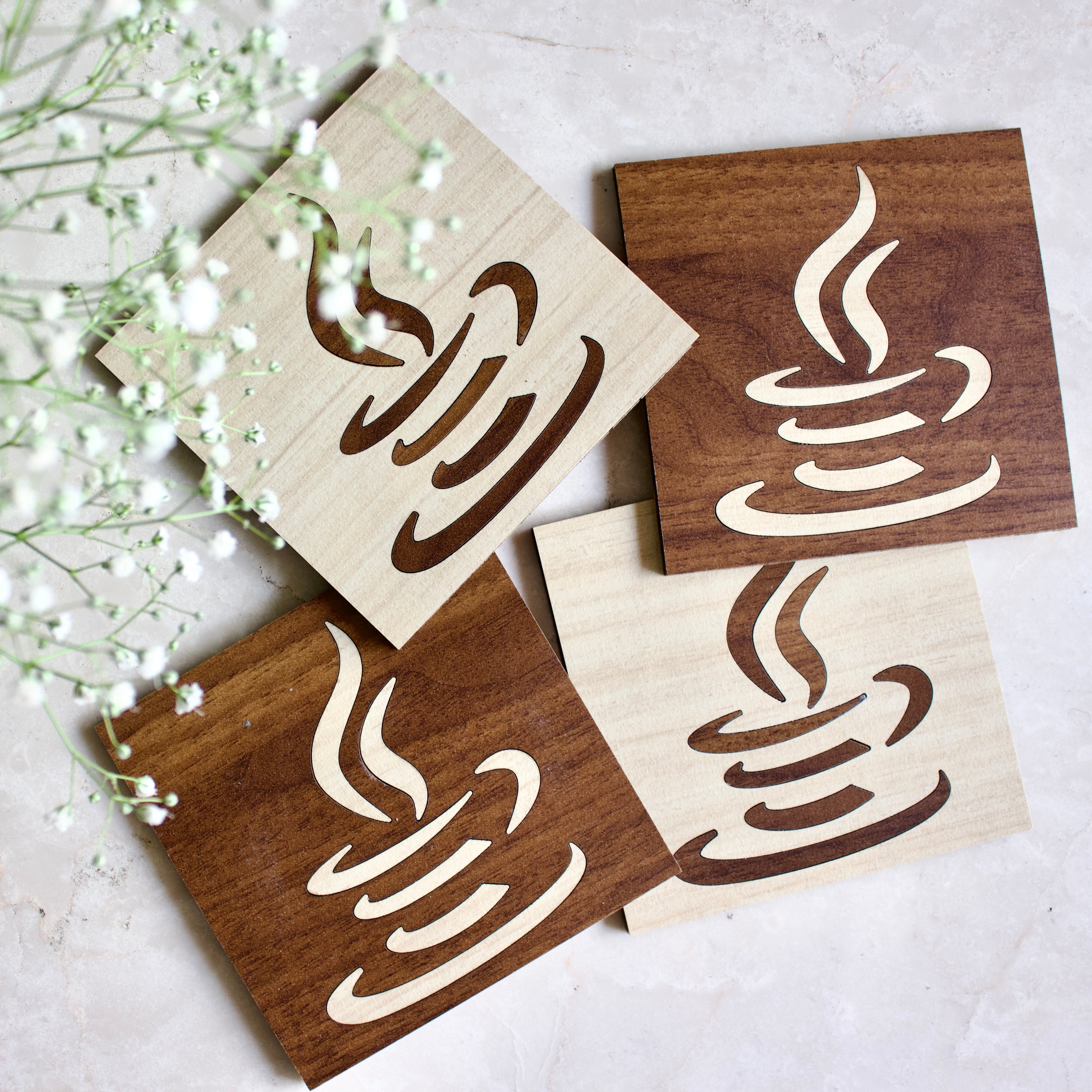 Inlay Coffee Coaster Set | Drink Coasters | Modern coasters | Handmade Coaster Set