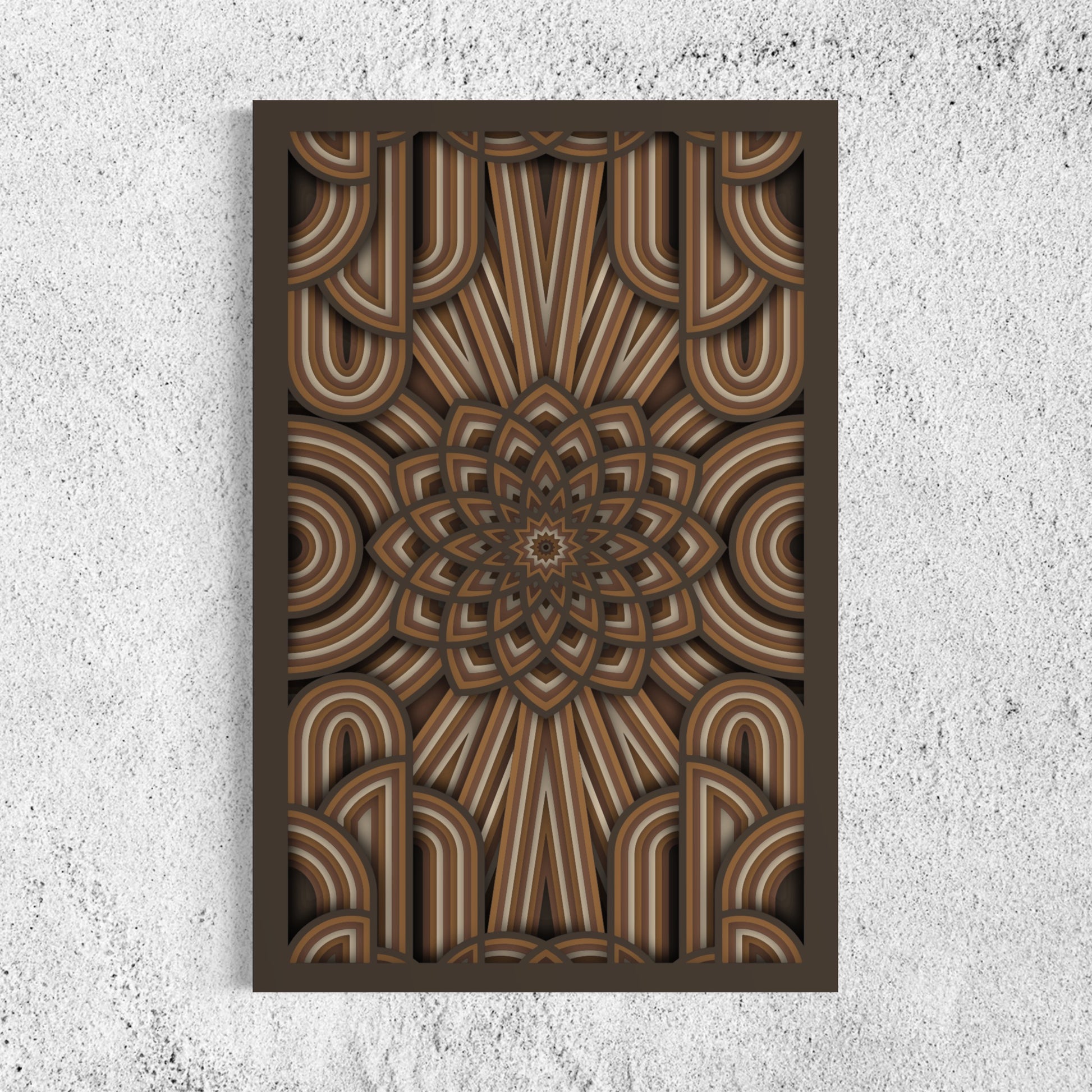 Flower of Life Wooden Wall Art | Color Woody Brown, Dull Brown, Brown Bear And Coriander