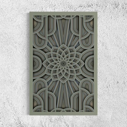 Flower of Life Wooden Wall Art | Color Grey, Oslo Grey, Blue Grey And Donkey Brown