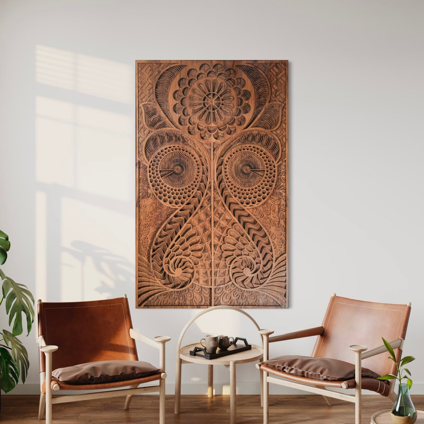 Marisa Multi-Layer HUGE Wooden Wall Art | 40 x 65 Inch | Mahogany and Walnut