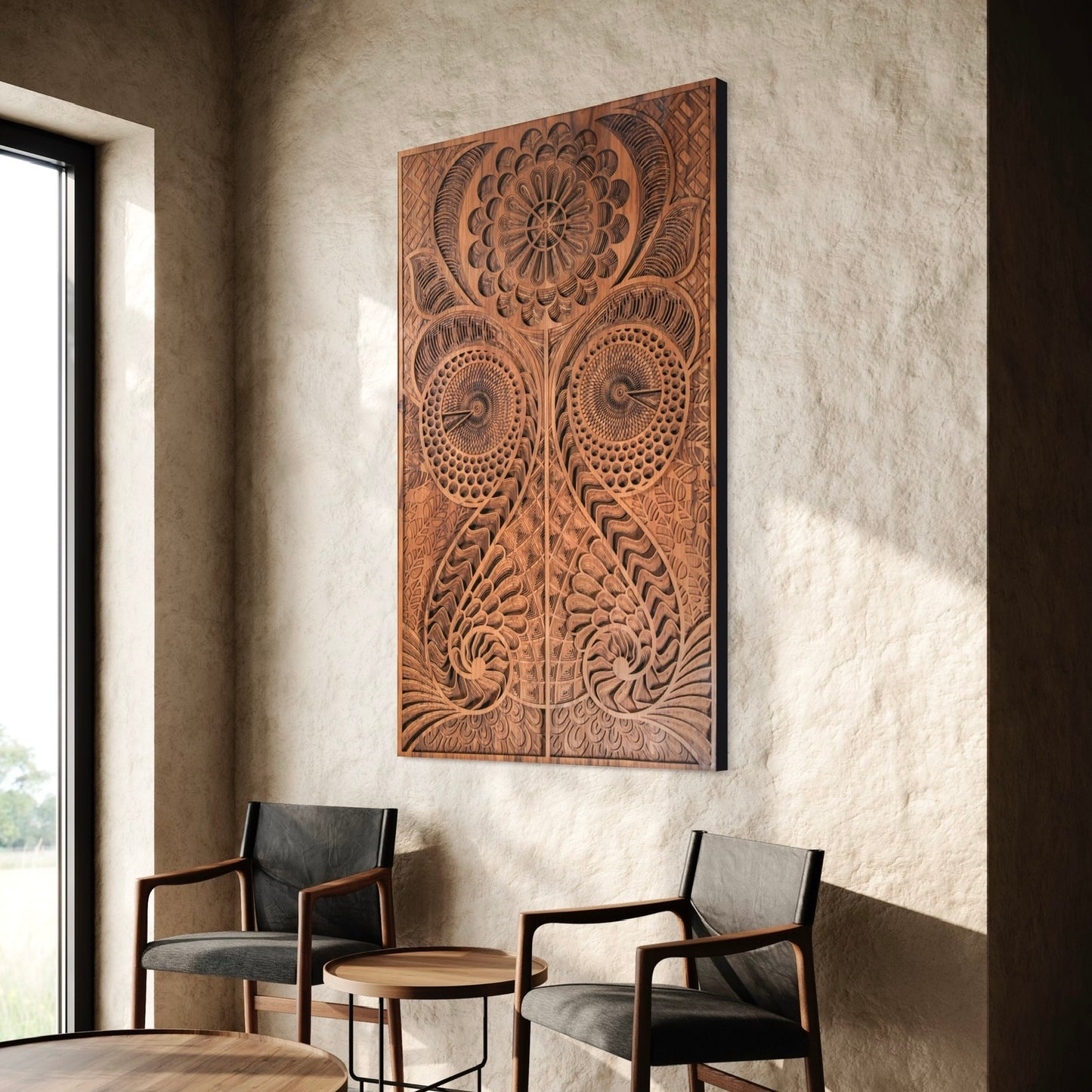 Marisa Multi-Layer HUGE Wooden Wall Art | 40 x 65 Inch | Mahogany and Walnut