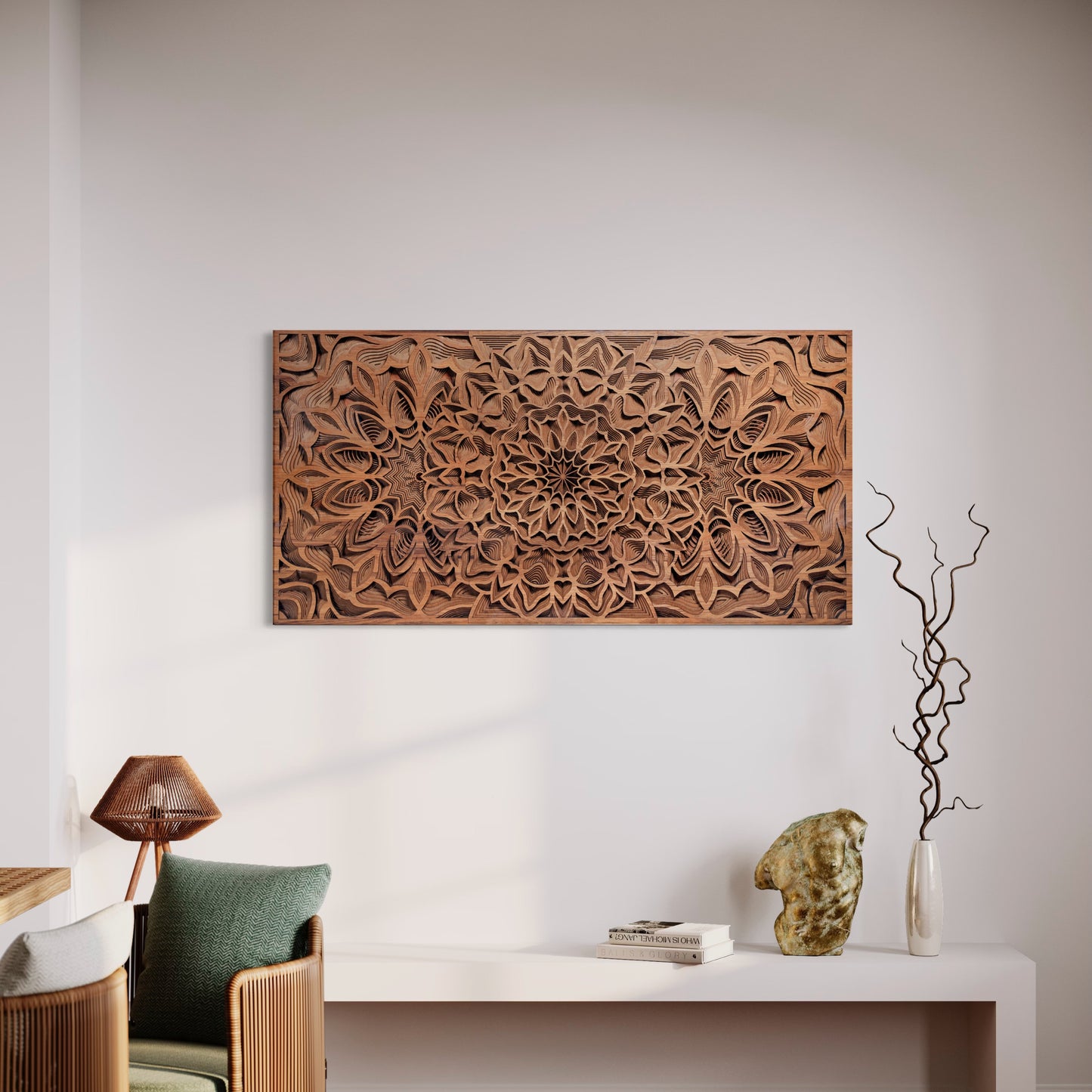 Alora Multi-Layer Wooden Wall Art | 31 x 61 Inch | Mahogany