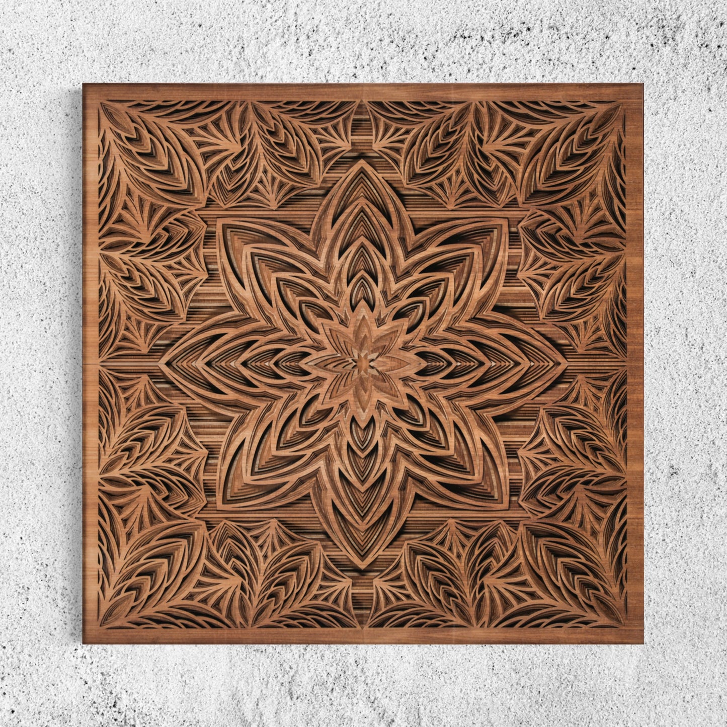 Arrows Bloom Multi-Layer Wooden Wall Art | 38 x 38 Inch | Mahogany