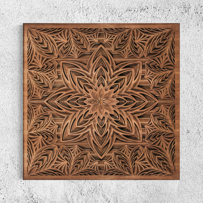 Arrows Bloom Multi-Layer Wooden Wall Art | 38 x 38 Inch | Mahogany