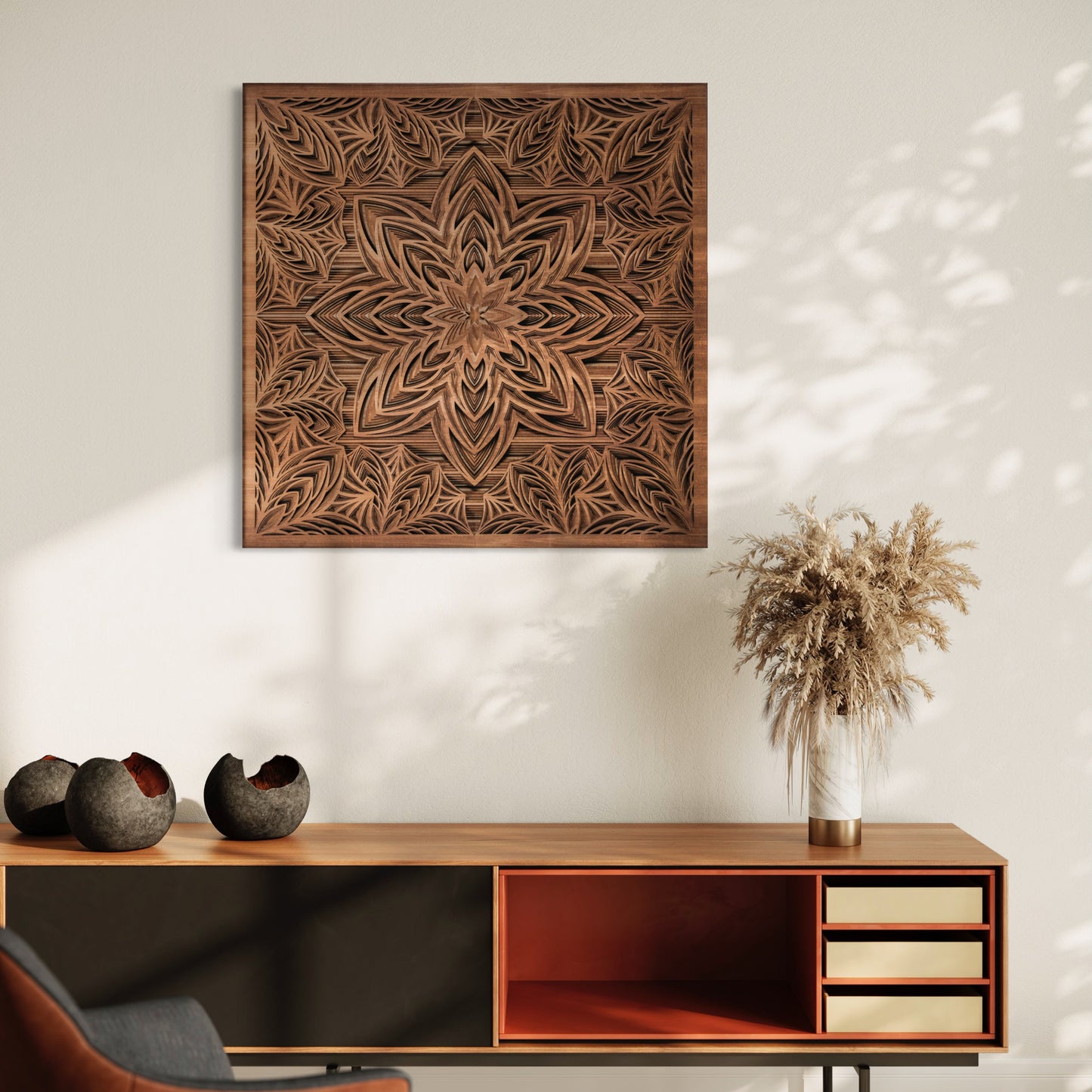 Arrows Bloom Multi-Layer Wooden Wall Art | 38 x 38 InchArrows Bloom Multi-Layer Wooden Wall Art | 38 x 38 Inch | Walnut