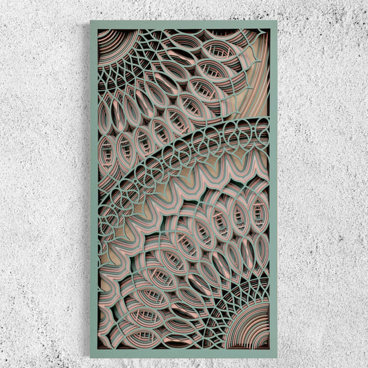 Bloom Wood Wall Art | Color Neptune, Pearl Bush, Coral Blue And Oyster Pink