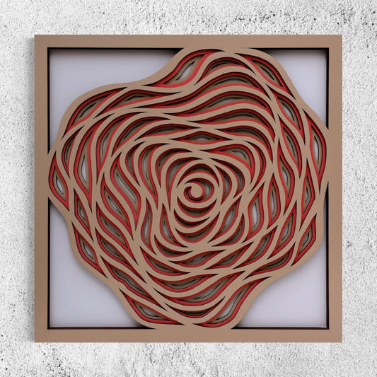 Bark Wood Wall Art | Color Coriander And Dull Red