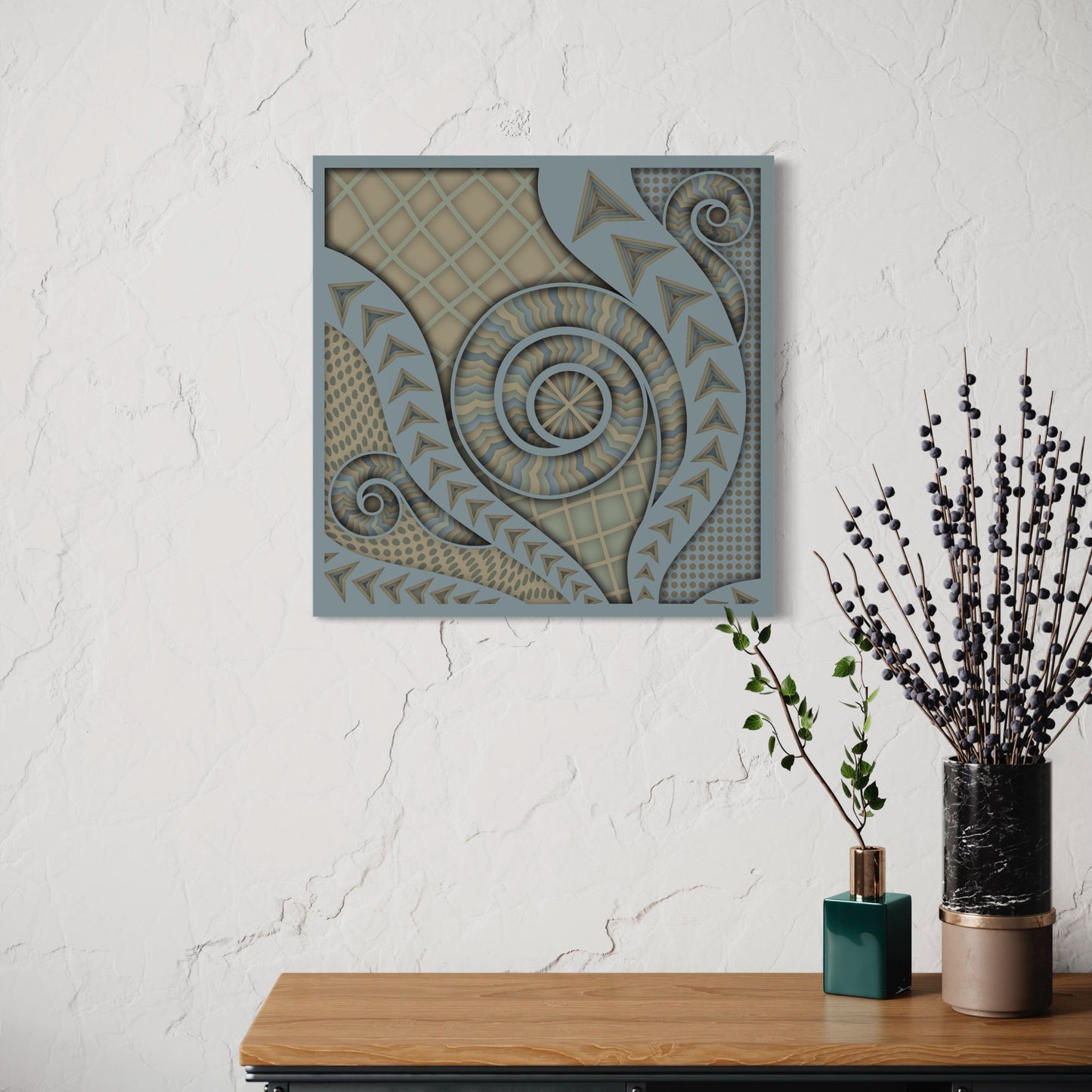 Chronicles Wood Wall Art | Color Tobacco Brown,Woody Brown,Foggy Grey and Dark Blue Grey