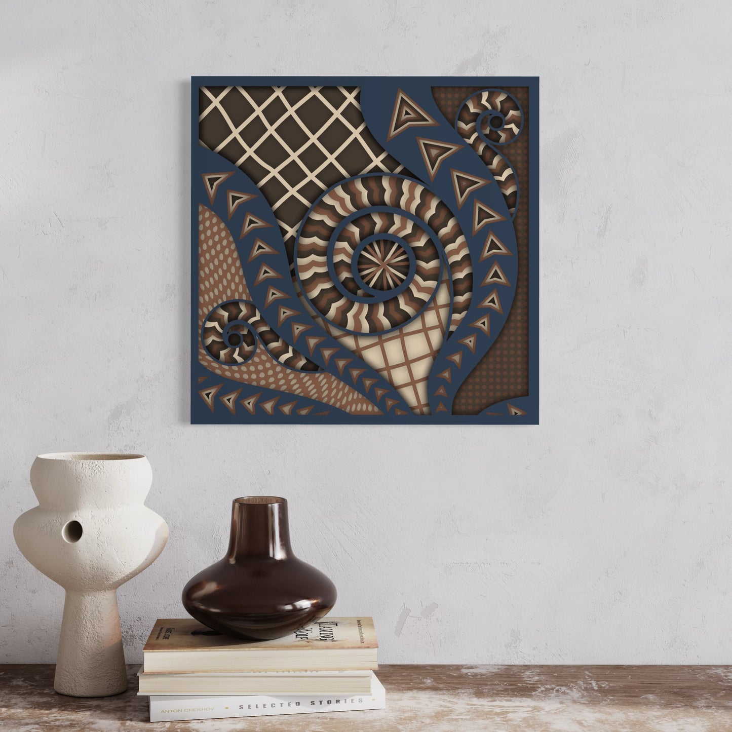 Chronicles Wood Wall Art | Color Woody Brown,Soft Amber,Dark Blue Grey and Tobacco Brown