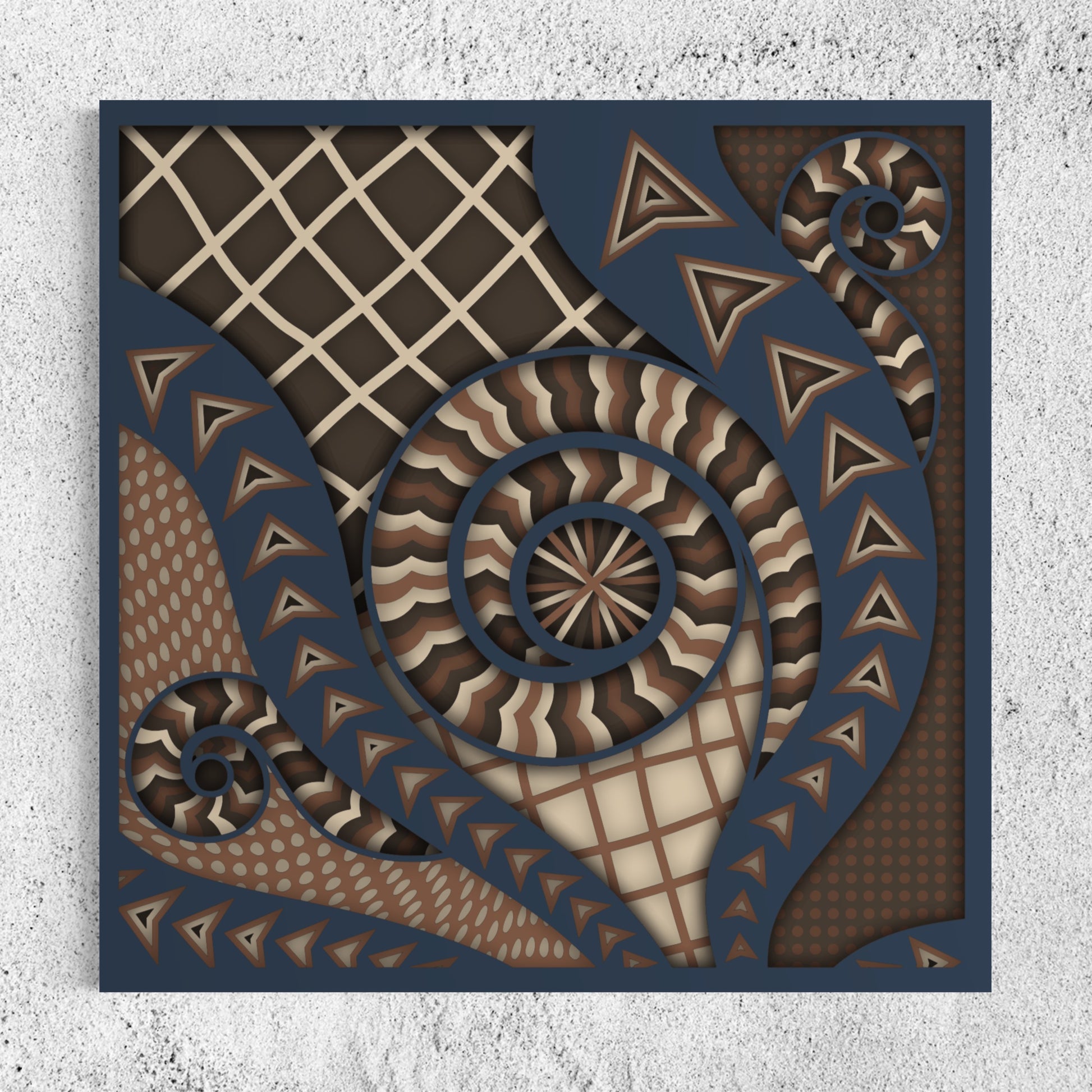 Chronicles Wood Wall Art | Color Dark Blue Grey,Tobacco Brown,Woody Brown and Foggy Grey