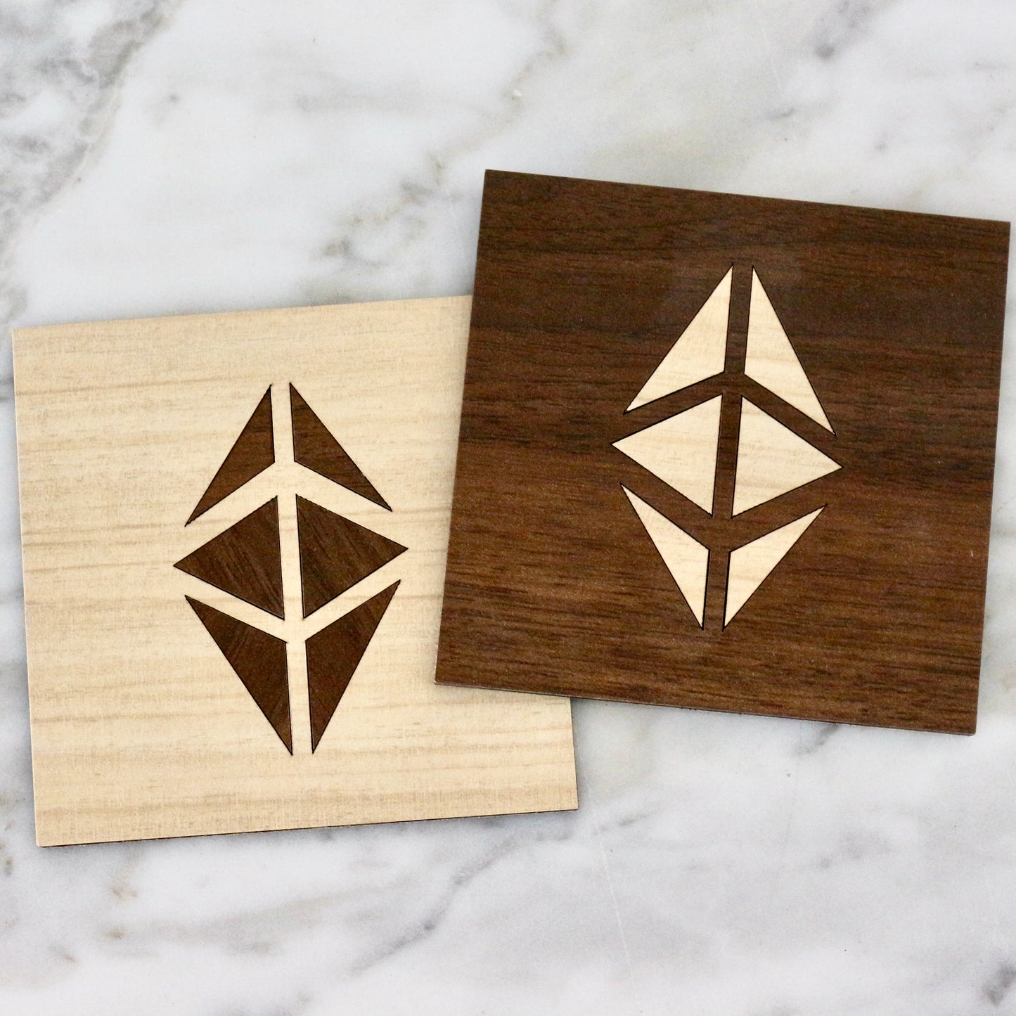 Ethereum Coaster Set | Crypto Coasters | Wood Coasters | Decorative Coasters