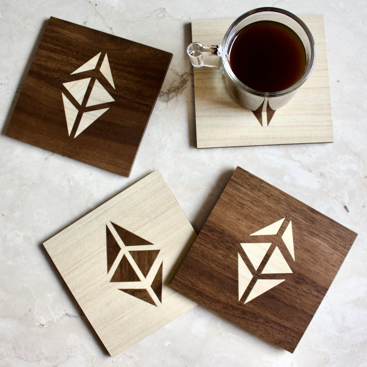 Ethereum Coaster Set | Crypto Coasters | Wood Coasters | Decorative Coasters