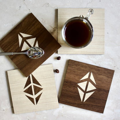 Ethereum Coaster Set | Crypto Coasters | Wood Coasters | Decorative Coasters