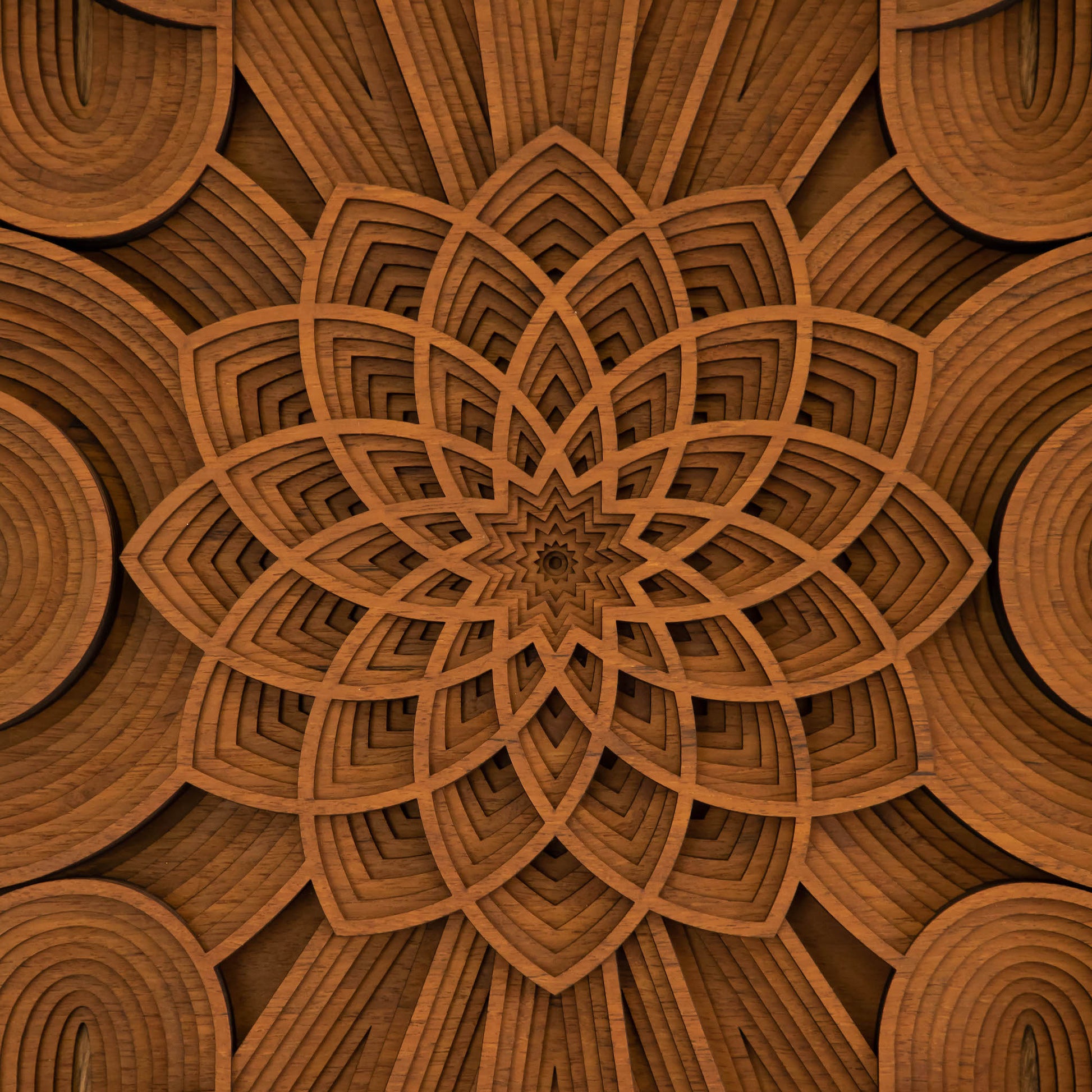 Flower of Life Mandala Wood Wall Art | Mahogany