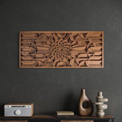 Flower of Life Mandala Wood Wall Art | Mahogany