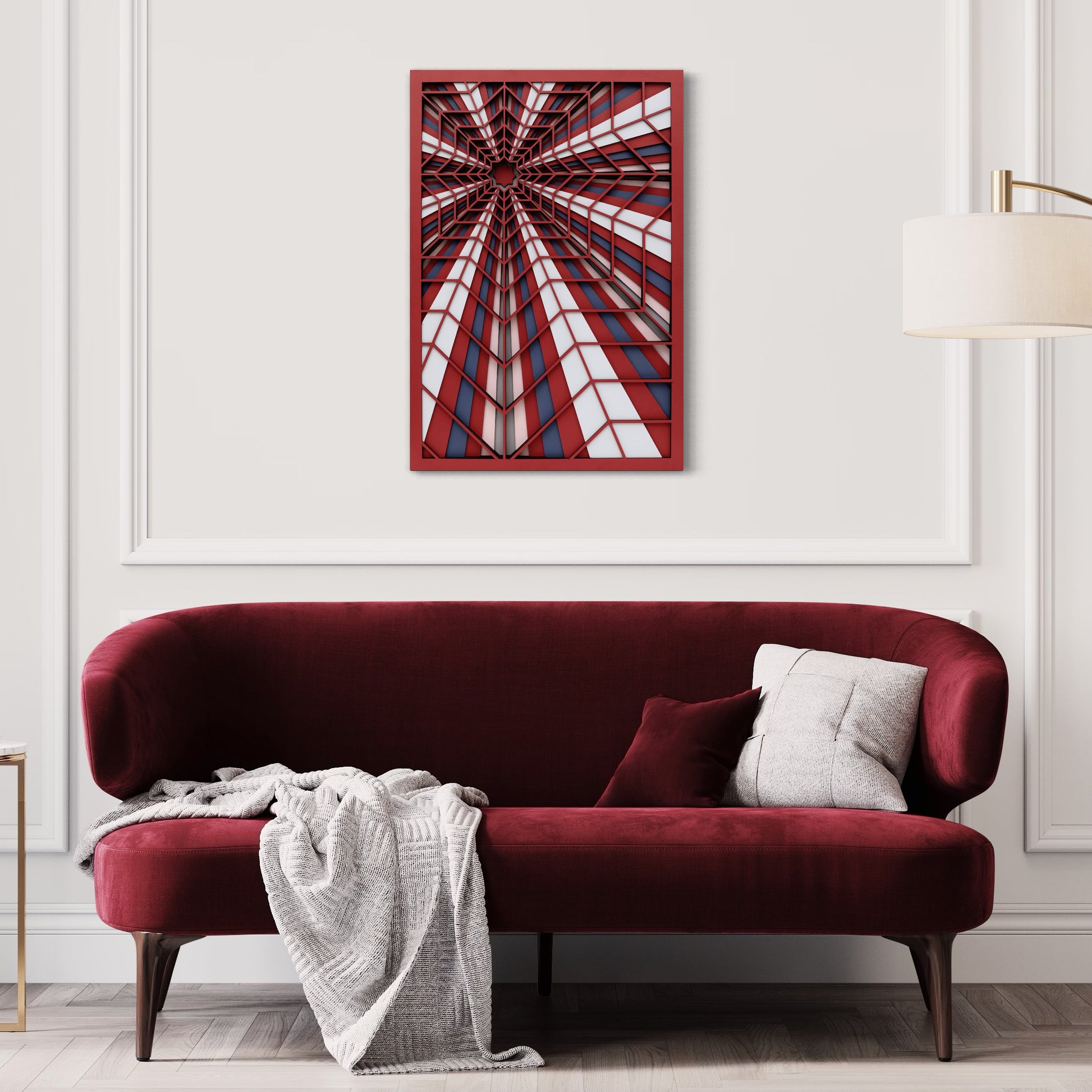 Perception Wood Wall Art | Color Dull Red, Coral Blue, Mid Grey And Hit Grey