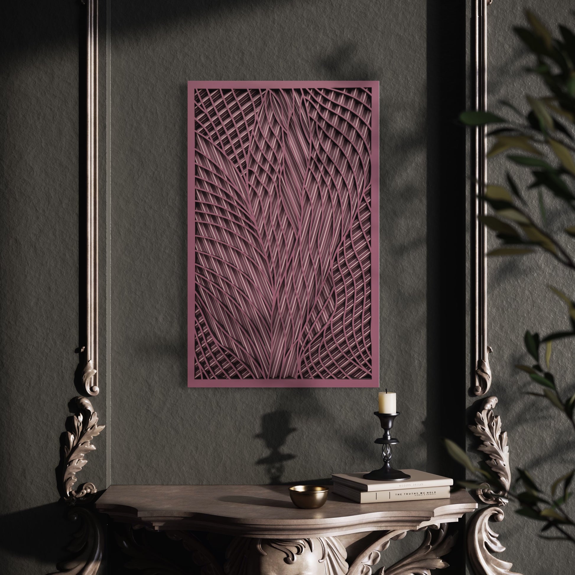 Intersection Wood Wall Art | Color Mountbatten Pink And Oyster Pink