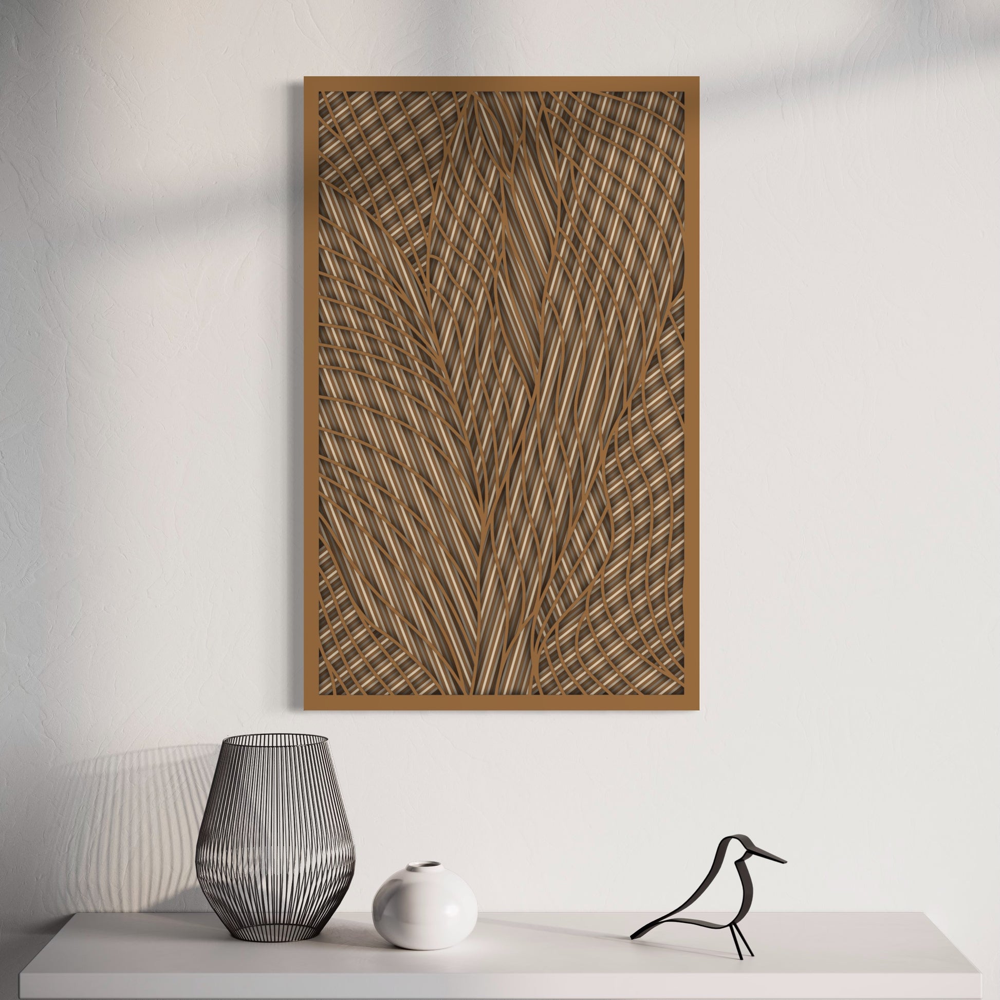 Intersection Wood Wall Art | Color Dull Brown And Coriander