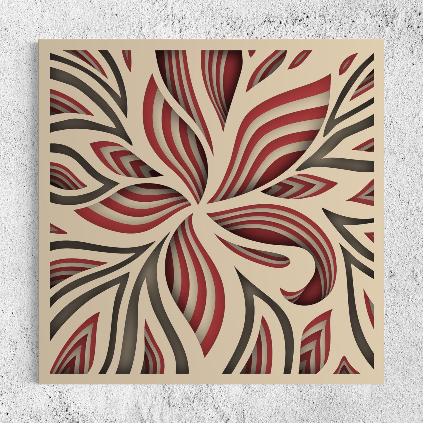 Lily Wooden Wall Art | 15 x 15 Inch | Color Dull Red And Pearl Bush 