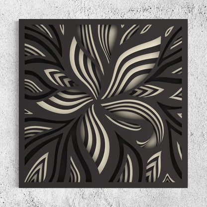 Lily Wooden Wall Art | 15 x 15 Inch | Color Charcoal And Pearl Bush 