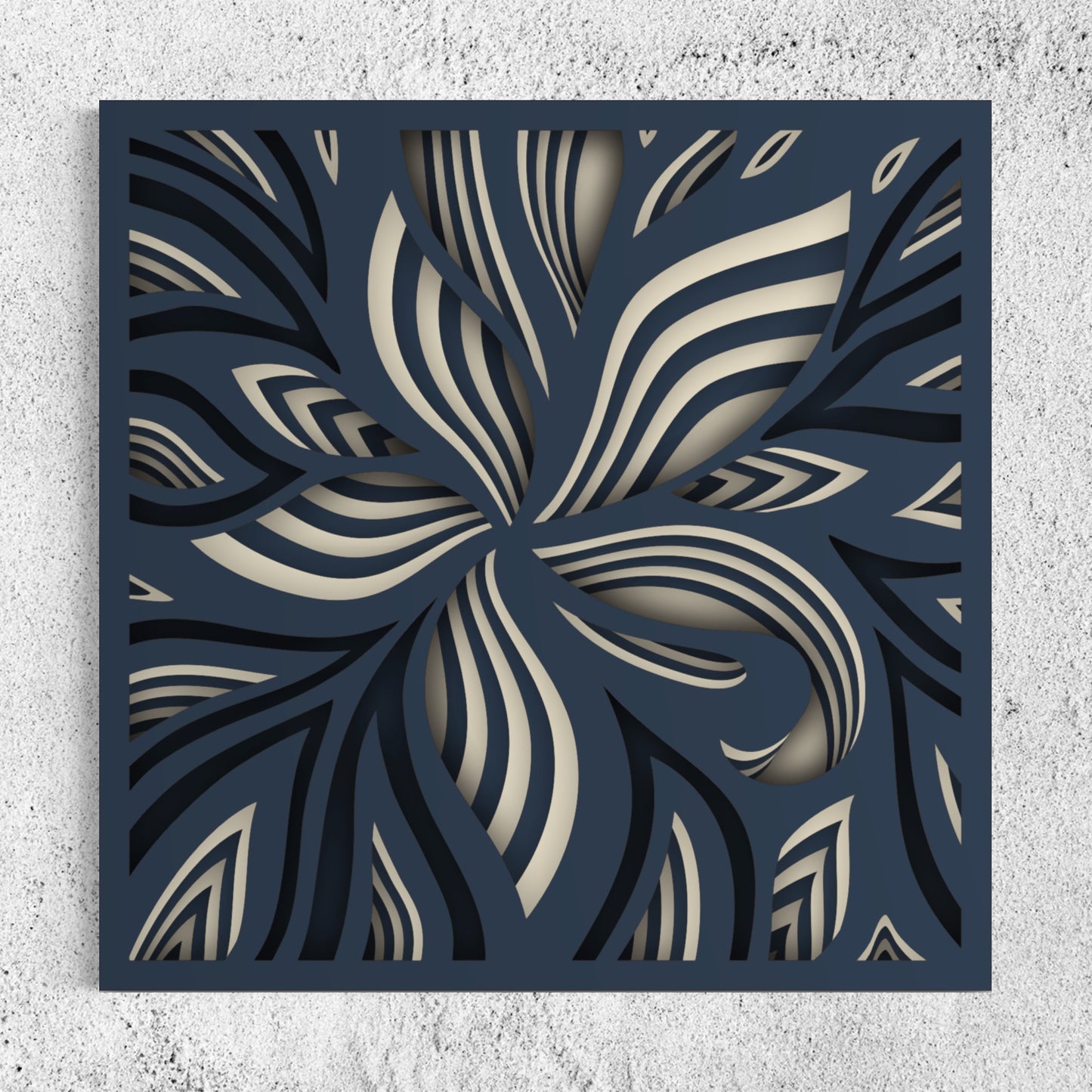 Lily Wooden Wall Art | 15 x 15 Inch | Color Dark Blue Grey And Pearl Bush 