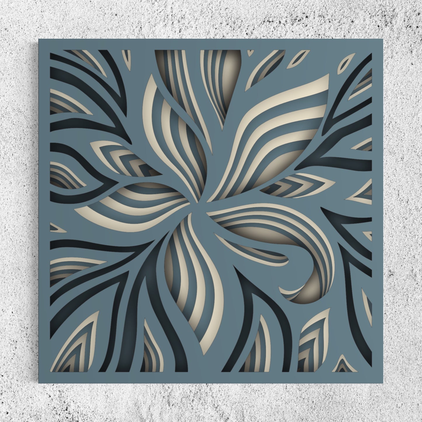 Lily Wooden Wall Art | 15 x 15 Inch | Color Blue Grey And Pearl Bush 