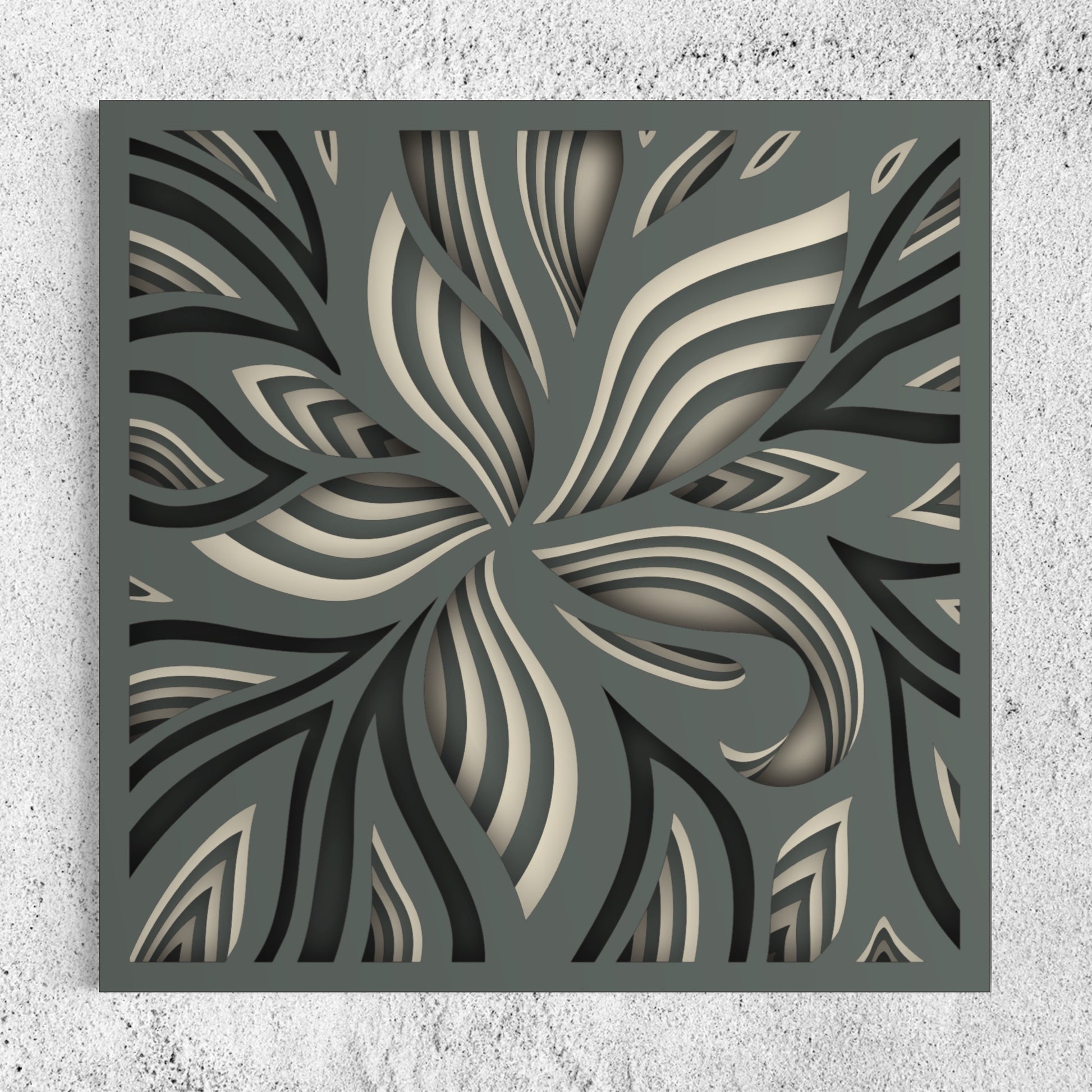 Lily Wooden Wall Art | 15 x 15 Inch | Color Mid Grey And Pearl Bush 