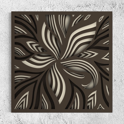 Lily Wooden Wall Art | 15 x 15 Inch | Color Woody Brown And Pearl Bush 