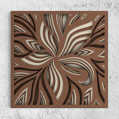 Lily Wooden Wall Art | 15 x 15 Inch | Color Brown Bear And Pearl Bush 