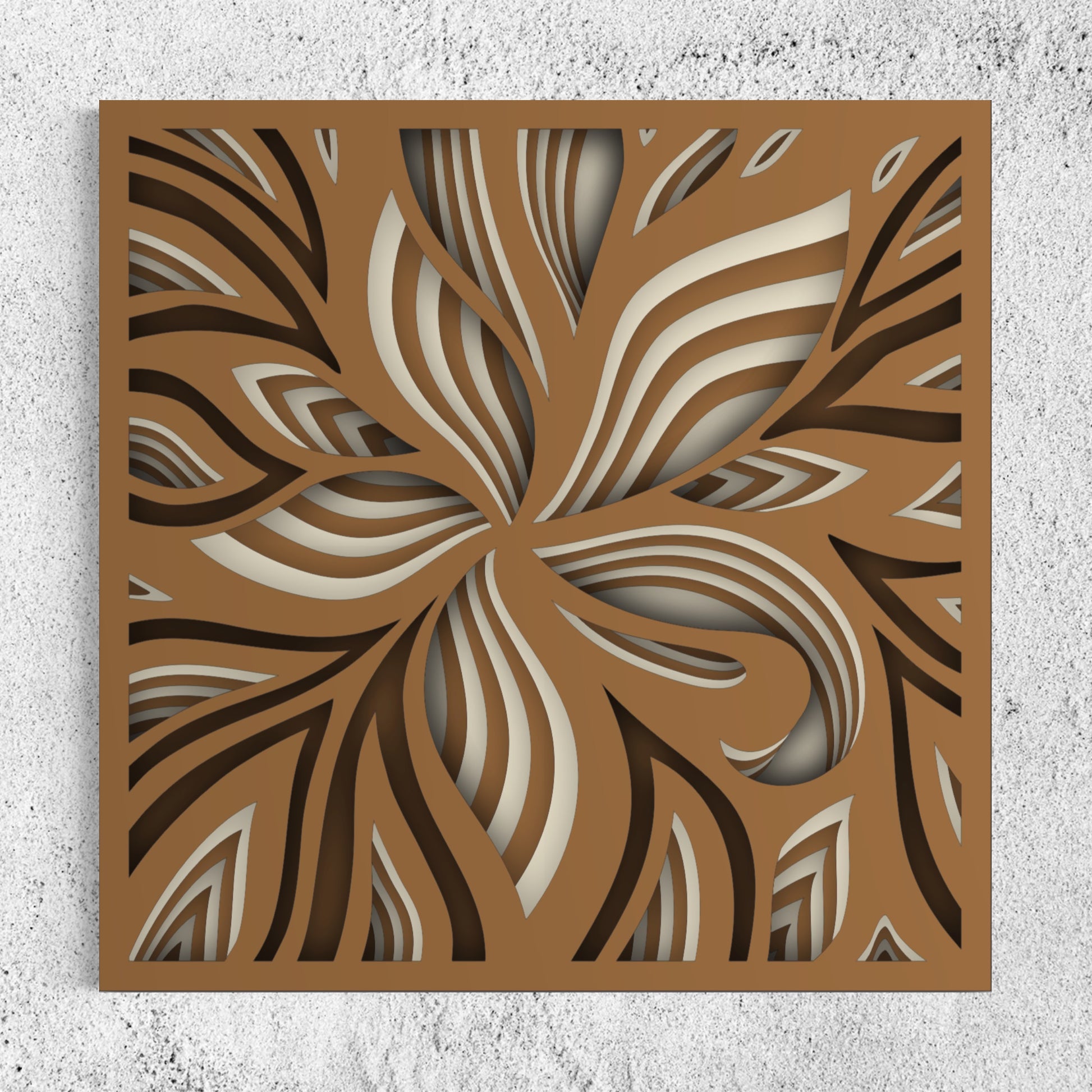 Lily Wooden Wall Art | 15 x 15 Inch | Color Dull Brown And Pearl Bush 