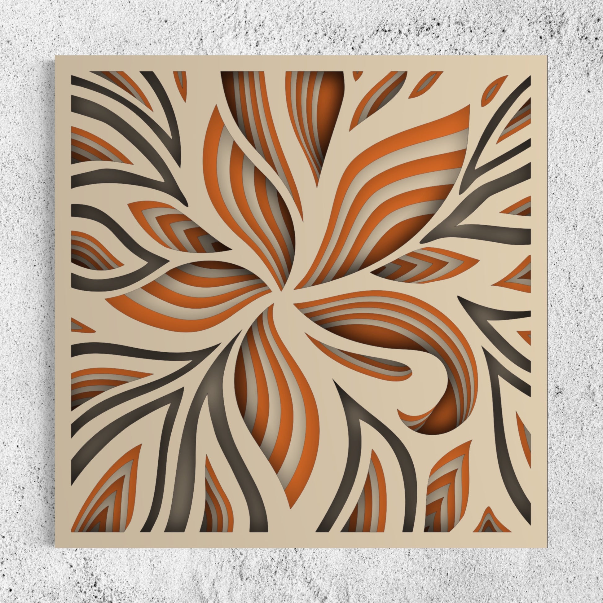 Lily Wooden Wall Art | 15 x 15 Inch | Color Brownish Orange And Pearl Bush