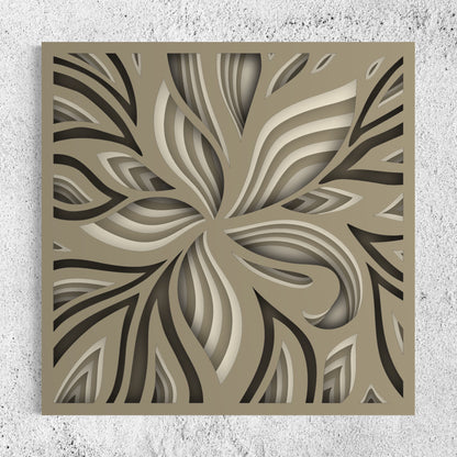 Lily Wooden Wall Art | 15 x 15 Inch | Color Warm Grey And Pearl Bush 