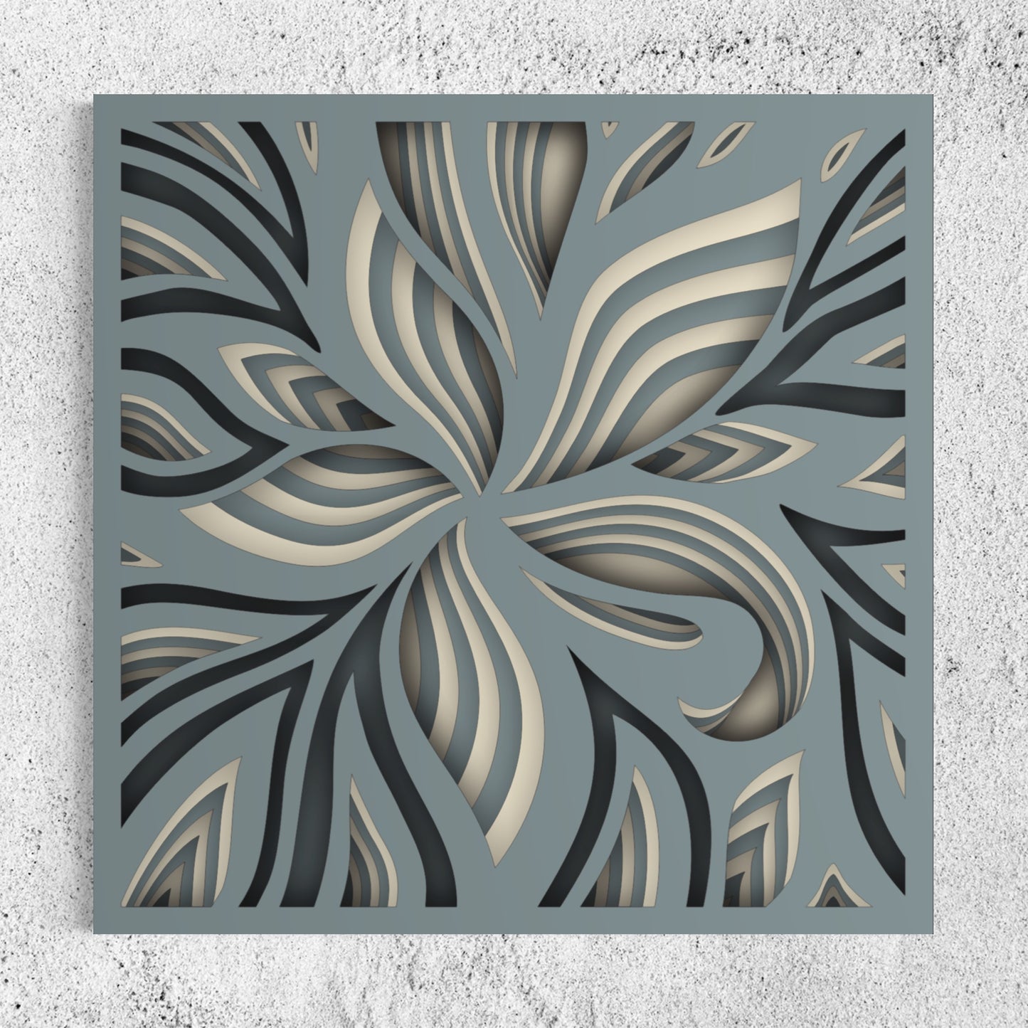 Lily Wooden Wall Art | 15 x 15 Inch | Color Oslo Grey And Pearl Bush 