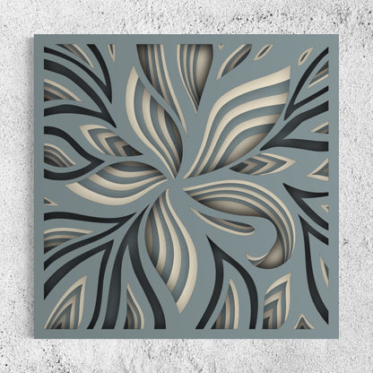 Lily Wooden Wall Art | 15 x 15 Inch | Color Oslo Grey And Pearl Bush 