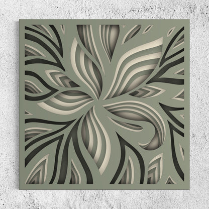 Lily Wooden Wall Art | 15 x 15 Inch | Color Grey And Pearl Bush 