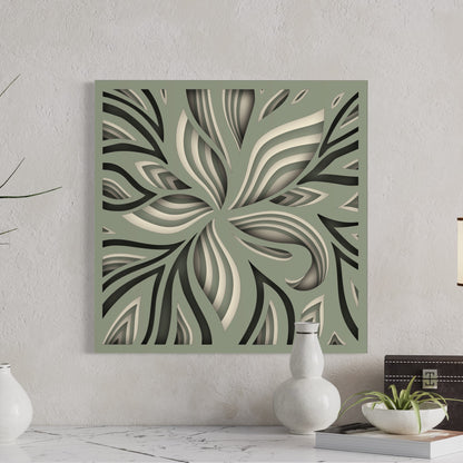 Lily Wooden Wall Art | 15 x 15 Inch | Color Spanish Green And Pearl Bush 