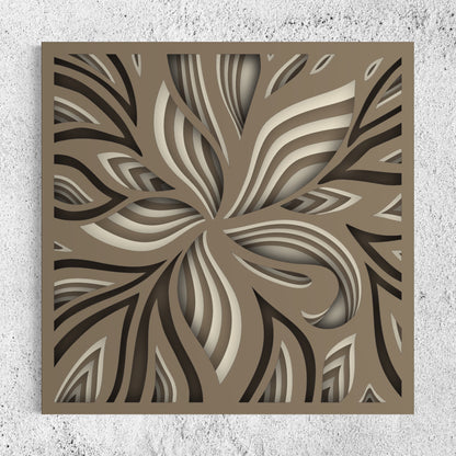 Lily Wooden Wall Art | 15 x 15 Inch | Color Donkey Brown And Pearl Bush 
