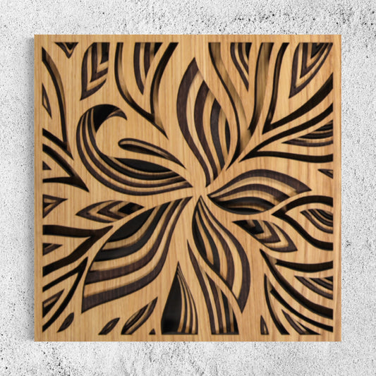 Lily Multi-Layer Wooden Wall Art | 15 x 15 Inch | White Oak