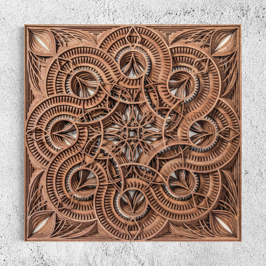 Mandala Multi-Layer Wooden Wall Art | White Oak, Mahogany And Walnut