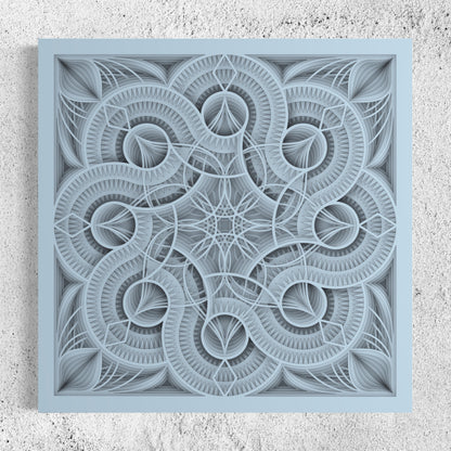 Mandala Wood Wall Art | Color Coral Blue