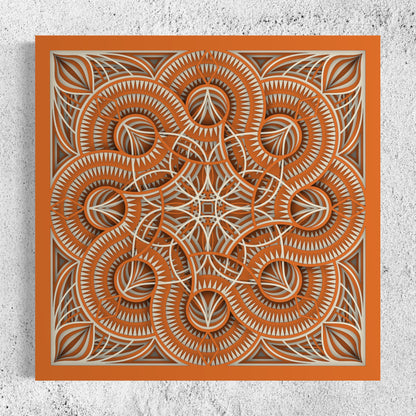 Mandala Wood Wall Art | Color Brownish Orange And Pearl Bush