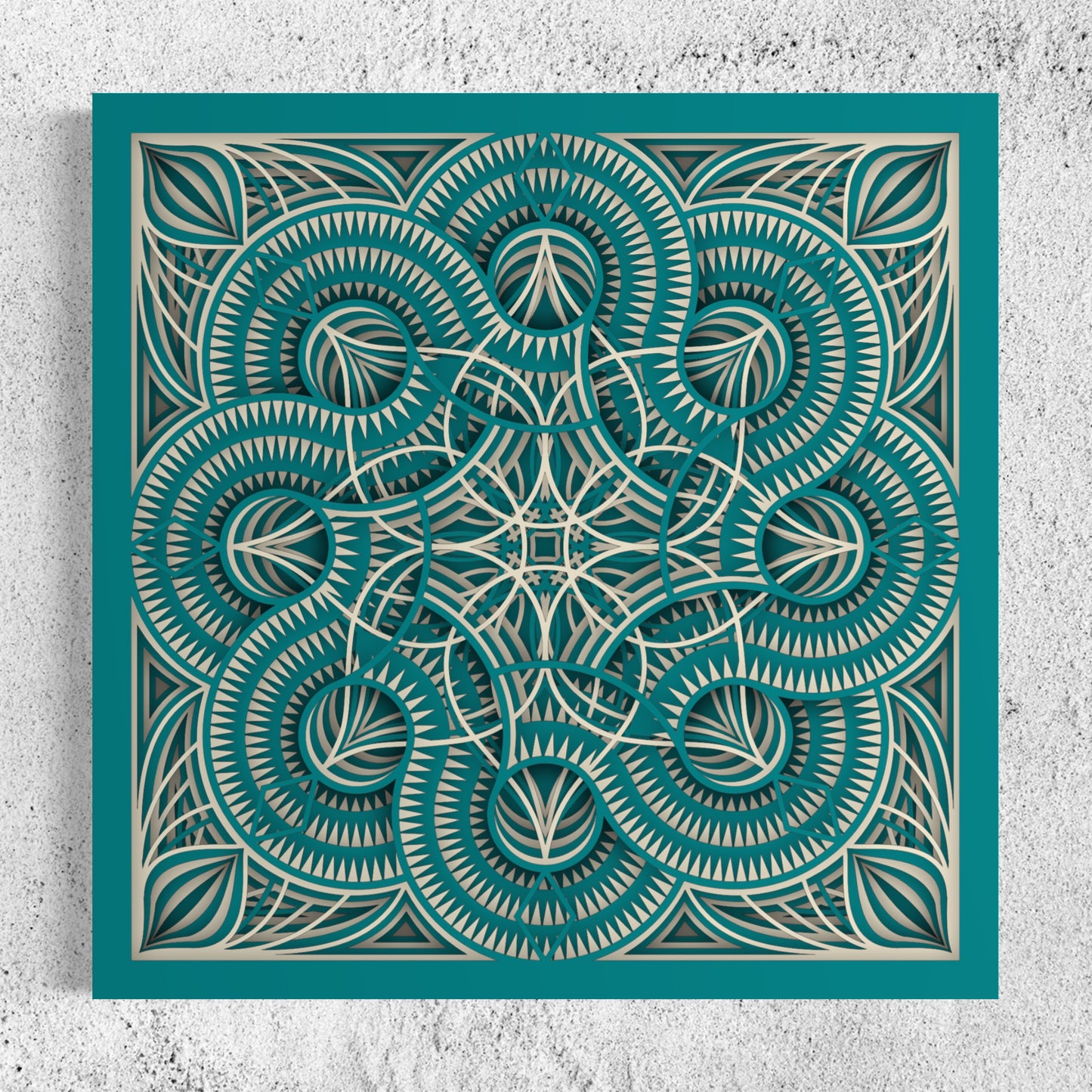 Mandala Wood Wall Art | Color Ocean And Pastel Grey