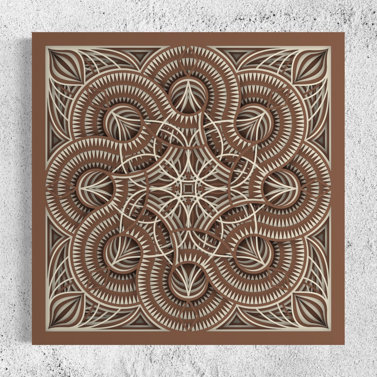 Mandala Wood Wall Art | Color Brown Bear And Pearl Bush