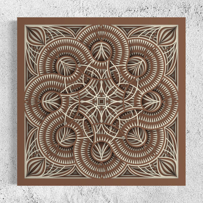 Mandala Wood Wall Art | Color Brown Bear And Pearl Bush