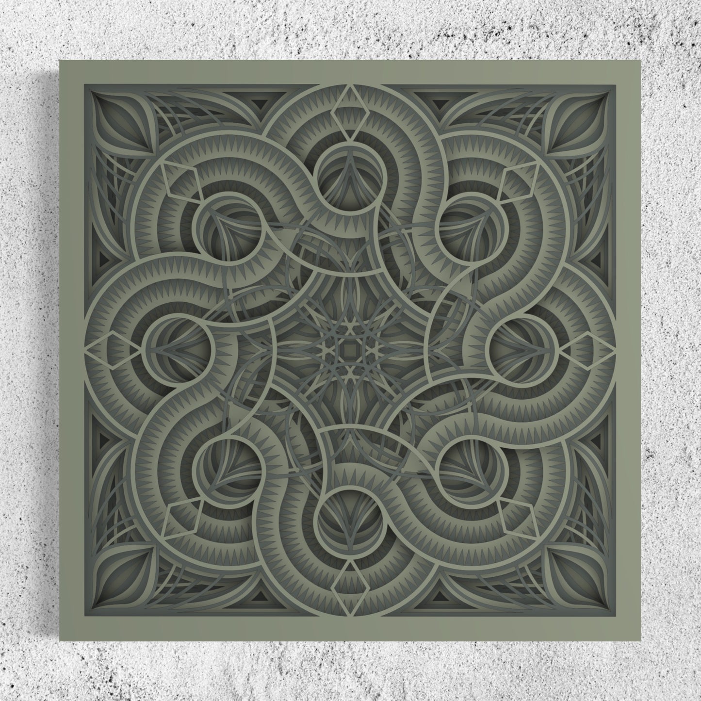 Mandala Wood Wall Art | Color Spanish Green And Mid Grey