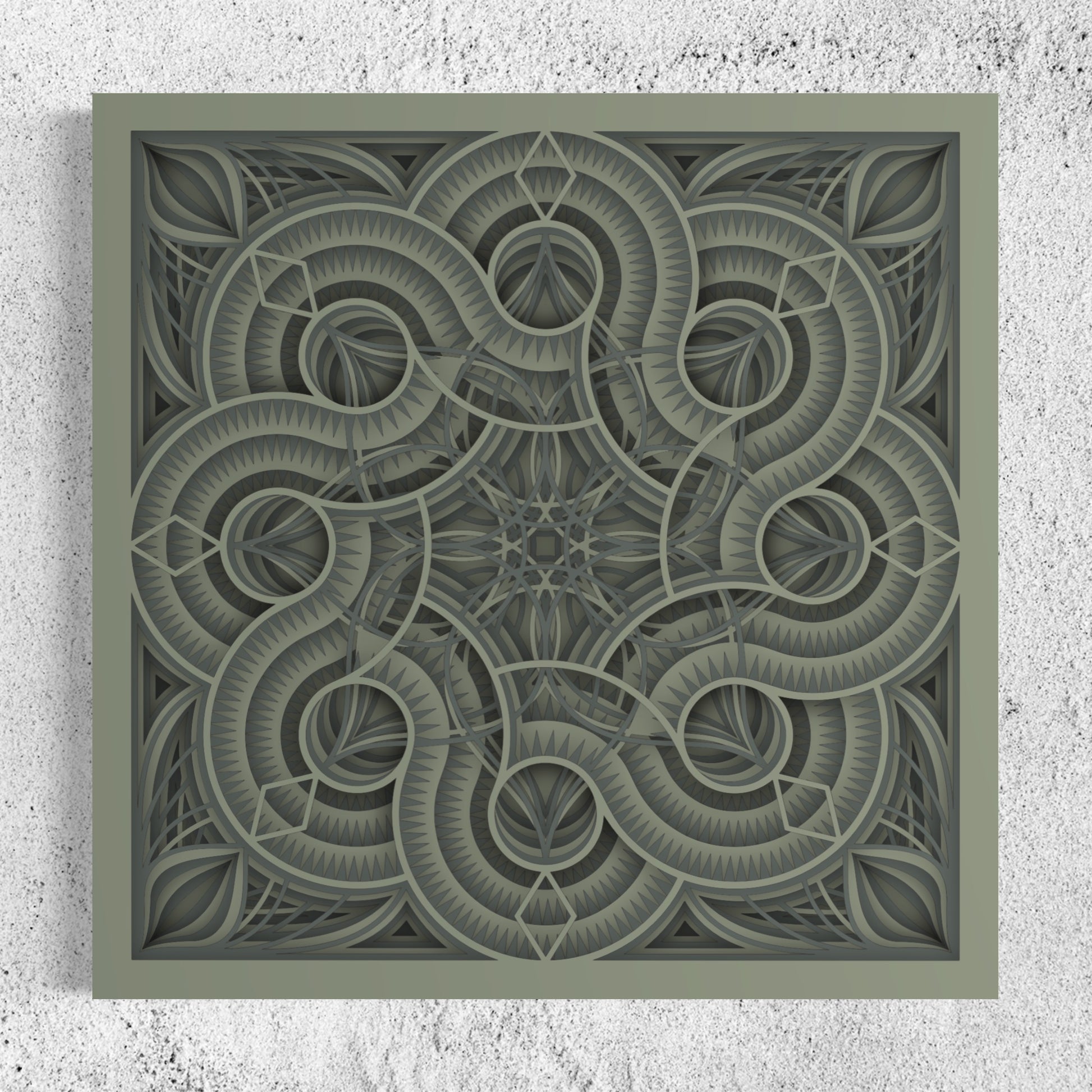 Mandala Wood Wall Art | Color Spanish Green And Mid Grey