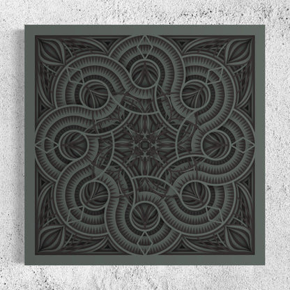 Mandala Wood Wall Art | Color Mid Grey And Black